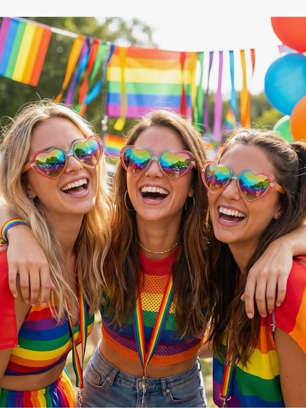 2pcs Heart Shaped Sunglasses for Women Rainbow Mirror Lens